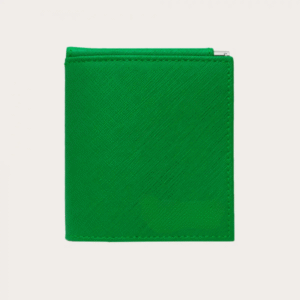 Kompakte grüne Saffiano-Mini-Geldbörse mit Geldklammer und Münzfach