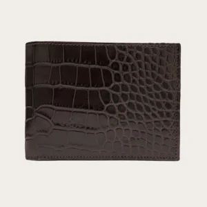 Klassische dunkelbraune Herrengeldbörse mit Krokodilprägung