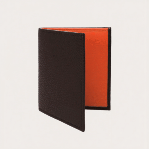 Kompakte braune Business-Geldbörse mit kontrastierender Innenausstattung